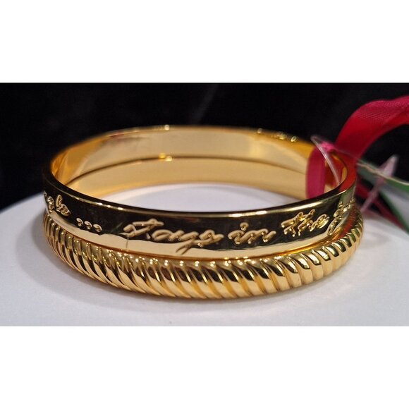 NEW Lilly Pulitzer Gold Tone "What Happens In The Jungle" Bangle Bracelet Set - Picture 5 of 9